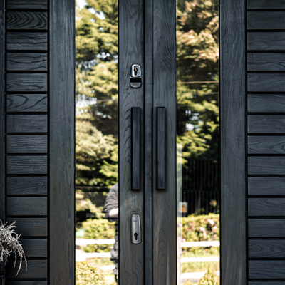 Contemporary Black Ash Door with Matt Bronze Dual Door Lock Set
