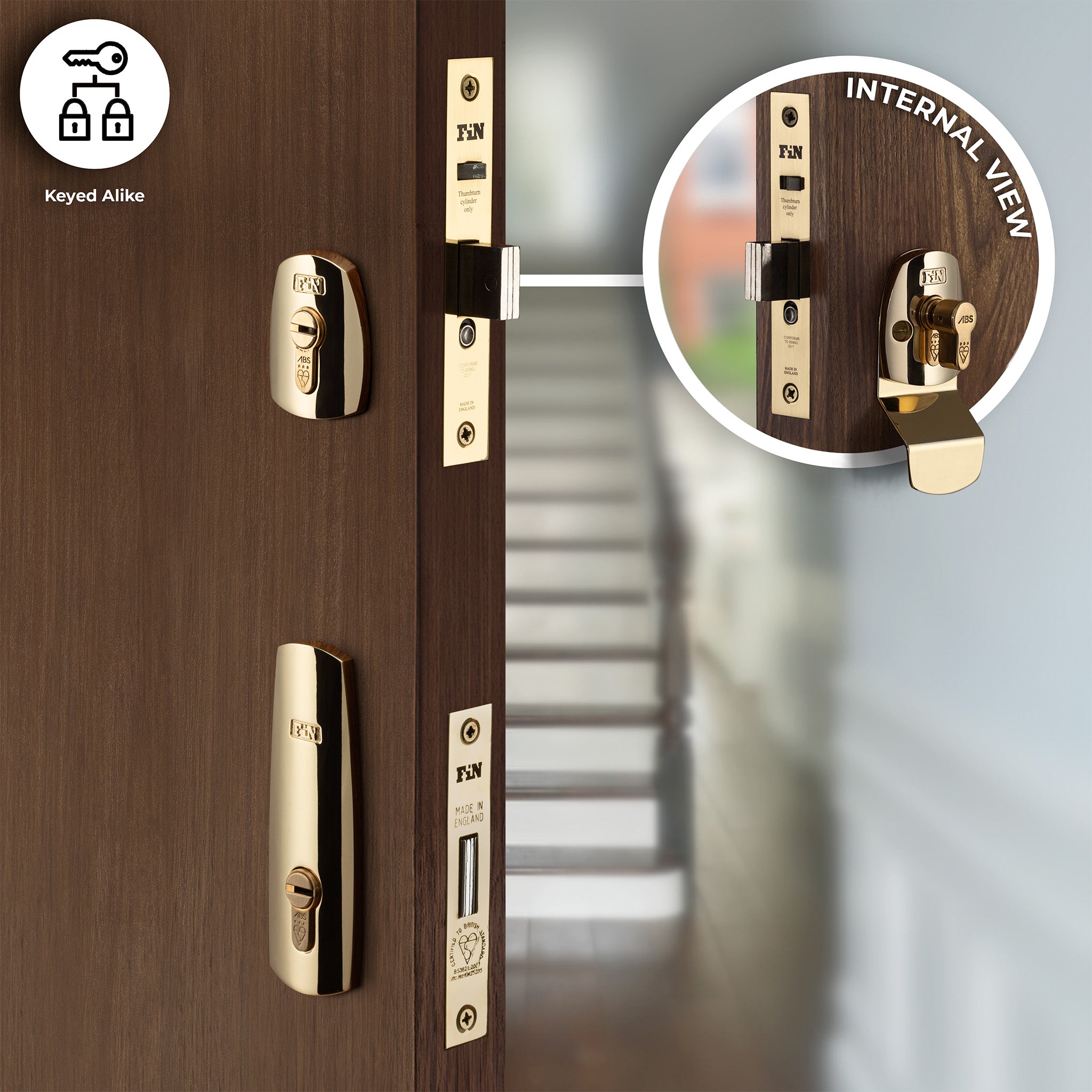 Dual Door Lock Set - Polished Brass – FinFort Locks