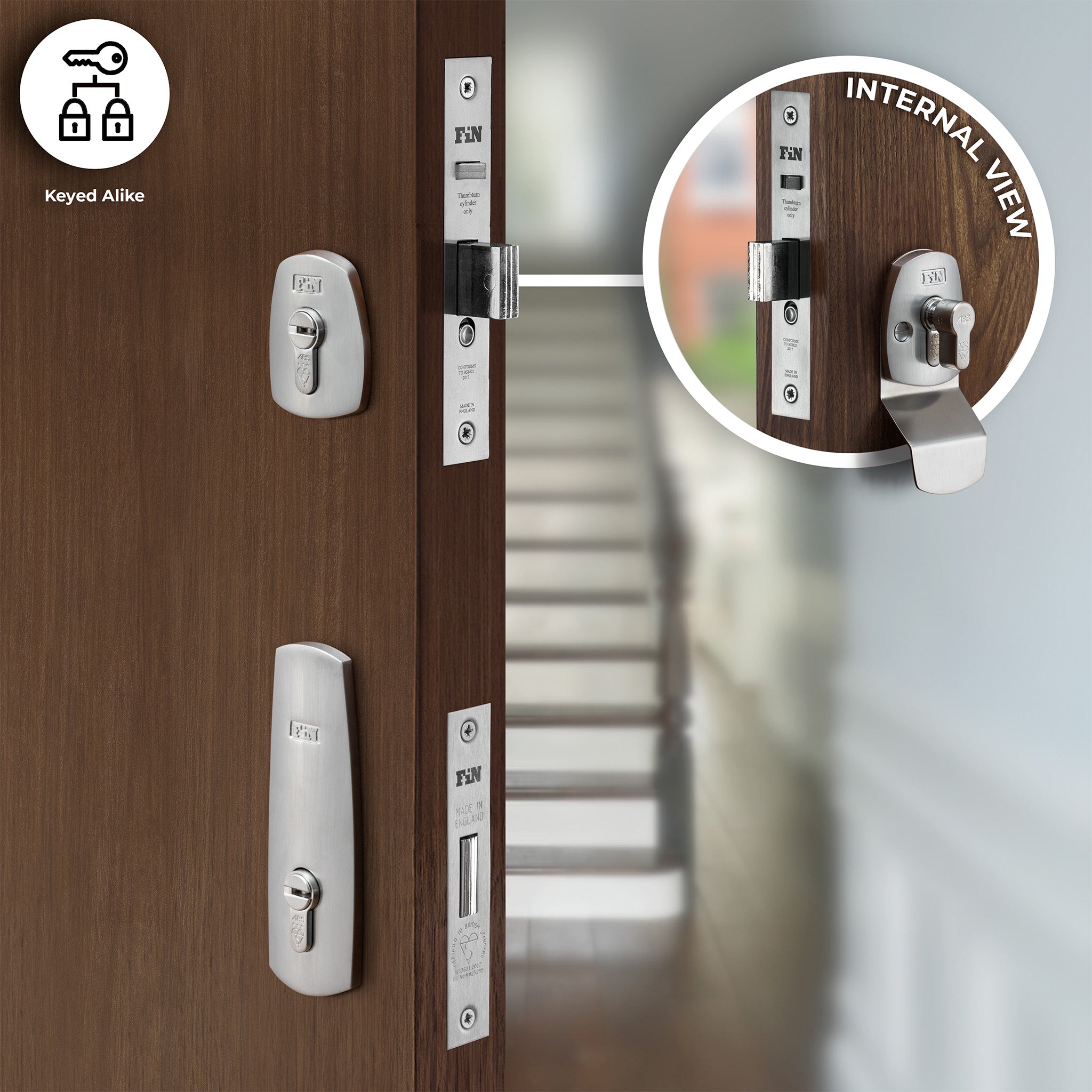 Dual Door Lock Set - Satin Chrome – FinFort
